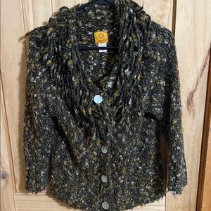 Ruby Rd. Multicolor Textured Knit 15% Wool Jacket